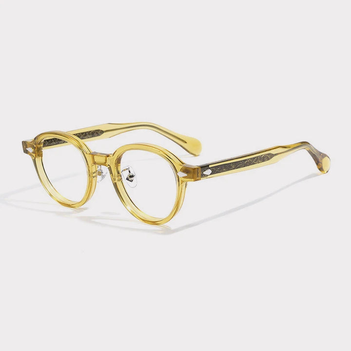 Gatenac Unisex Full Rim Oval Acetate Eyeglasses G1521 Full Rim Gatenac Transparent Yellow  