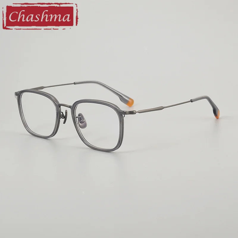 Chashma Ottica Men's Full Rim Square Acetate Titanium Eyeglasses 412808