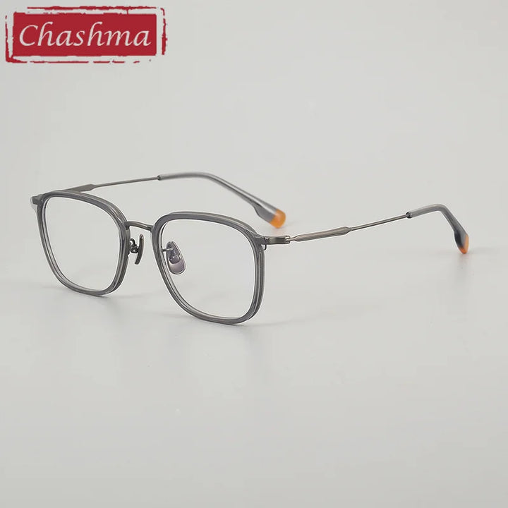 Chashma Ottica Men's Full Rim Square Acetate Titanium Eyeglasses 412808
