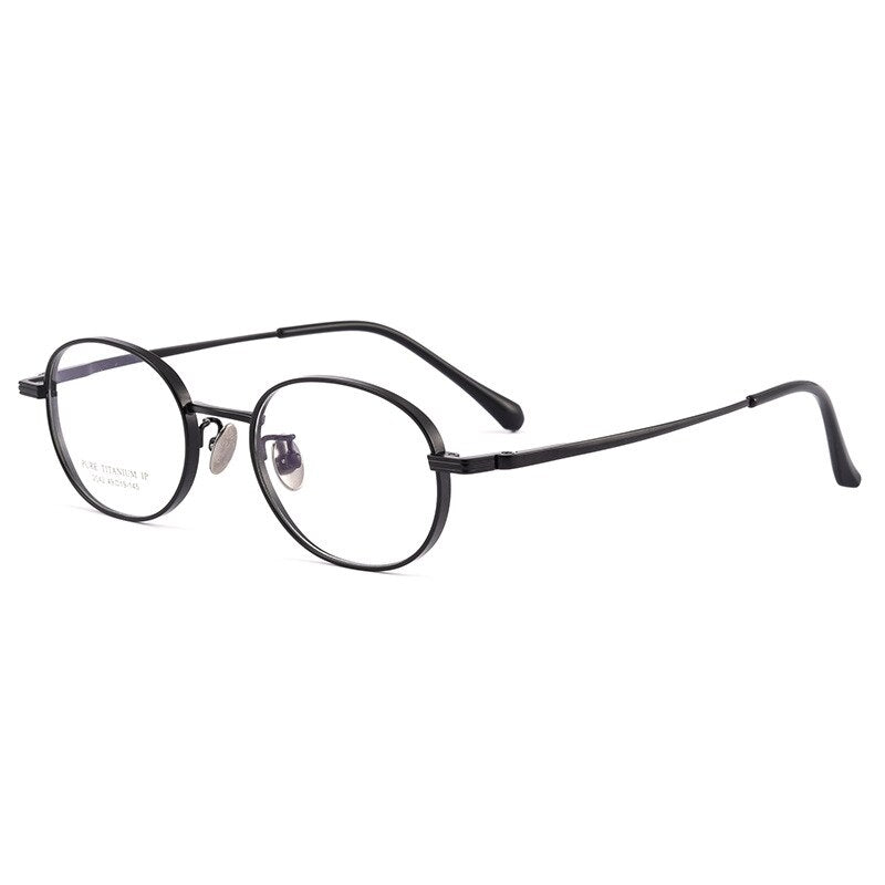 Hdcrafter Unisex Full Rim Round Titanium Eyeglasses 2042 Full Rim Hdcrafter Eyeglasses Black  