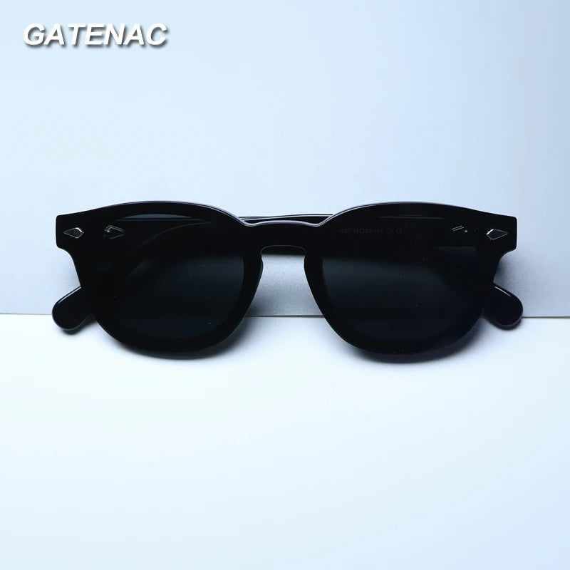 Gatenac Unisex Full Rim Round Acetate Eyeglasses Polarized Clip On Sunglasses 1145  FuzWeb    