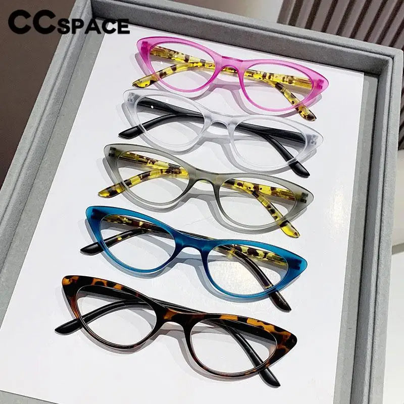 CCspace Unisex Full Rim Oval Cat Eye Polycarbonate Reading Glasses 57585 Reading Glasses CCSpace   