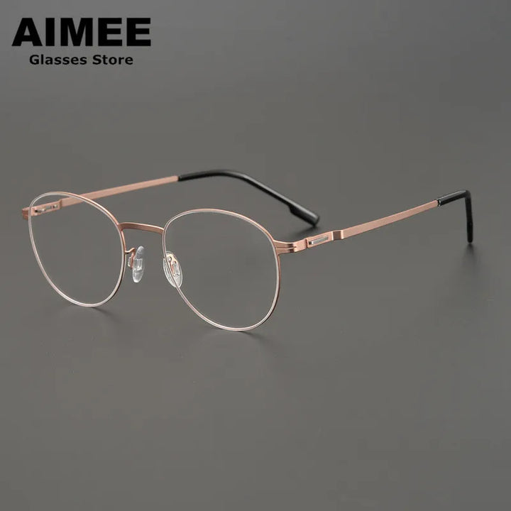 Aimee Women's Full Rim Oval Round Stainless Steel Eyeglasses 12319 Full Rim Aimee Golden  