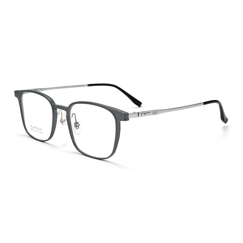 KatKani Men's Full Rim Square Titanium Alloy Eyeglasses 28557 Full Rim KatKani Eyeglasses Gun Silver  