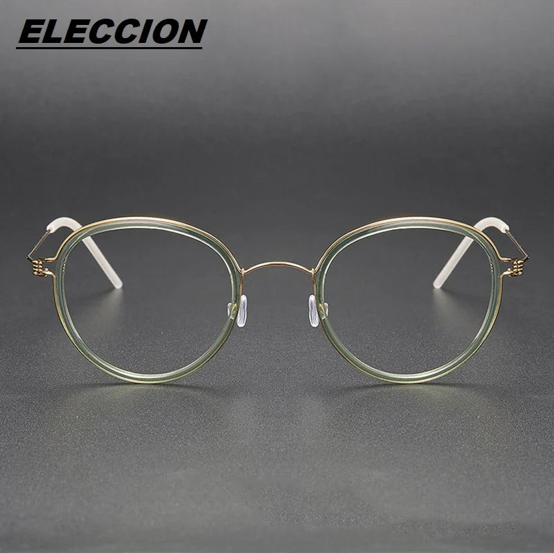 Eleccion Women's Full Rim Round Titanium Acetate Eyeglasses 6614