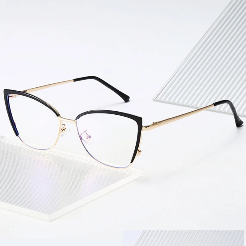 Yimaruili Women's Full Rim Square Cat Eye Alloy Tr 90 Eyeglasses Y3020 Full Rim Yimaruili Eyeglasses   