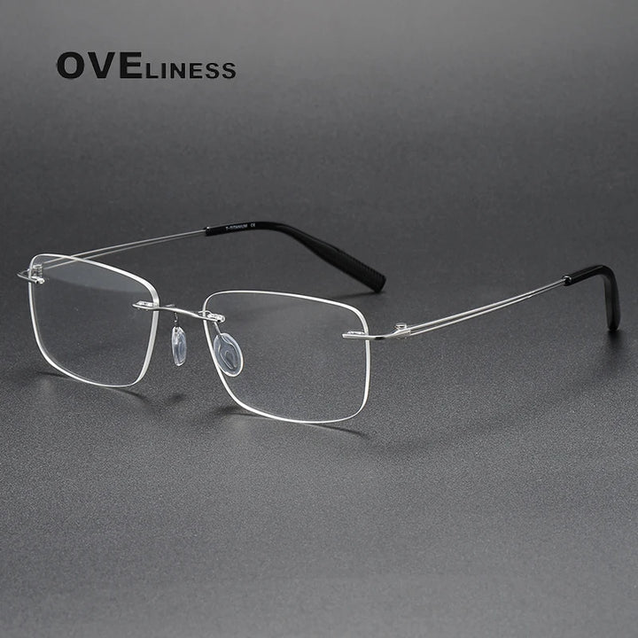 Oveliness Unisex Rimless Square Titanium Eyeglasses O80859 Rimless Oveliness silver  