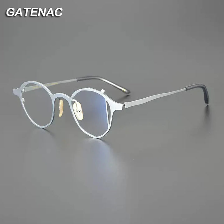 Gatenac Unisex Full Rim Round Titanium Eyeglasses Gxyj1221 Full Rim Gatenac   