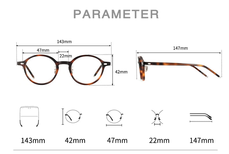 Black Mask Unisex Full Rim Round Acetate Eyeglasses 195495