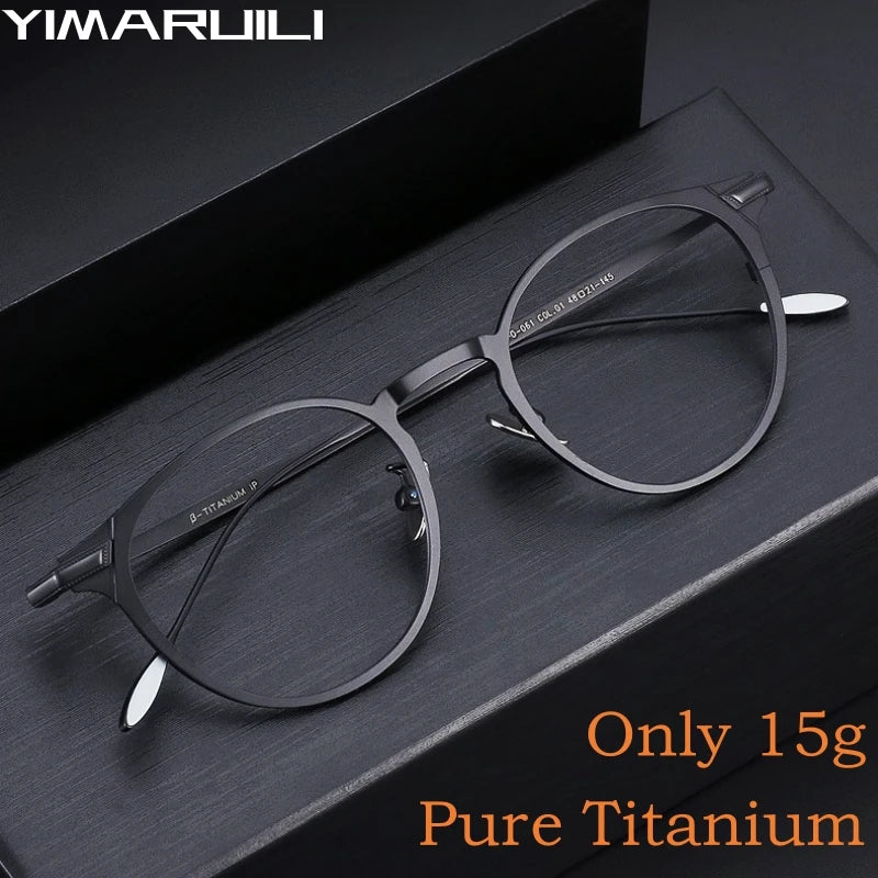 Yimaruili Unisex Full Rim Round Titanium Eyeglasses Y0061 Full Rim Yimaruili Eyeglasses   