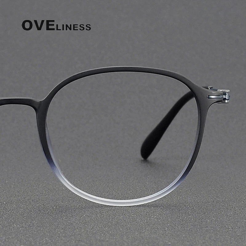 Oveliness Unisex Full Rim Oval Square Acetate Titanium Eyeglasses 8666 Full Rim Oveliness   