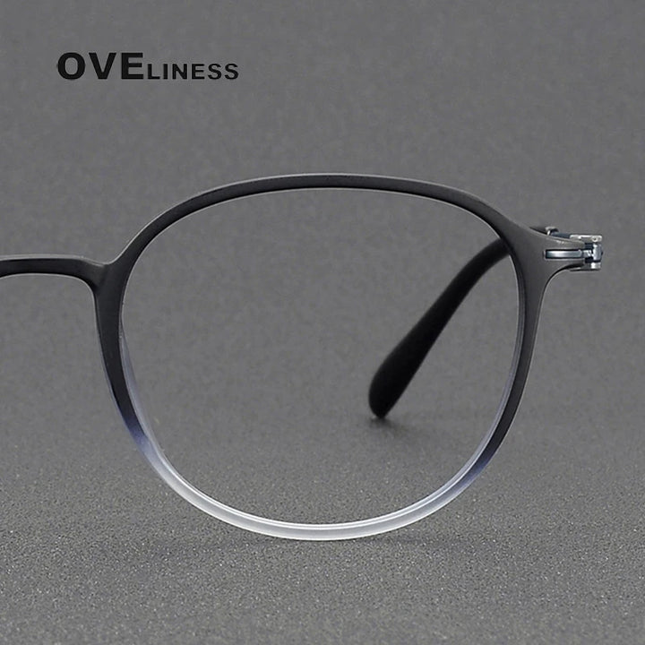 Oveliness Unisex Full Rim Oval Square Acetate Titanium Eyeglasses 8666 Full Rim Oveliness   