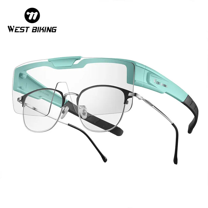 West Biking Unisex Semi Rim Square Flip Up Over Frame Polycarbonate Sunglasses 950703