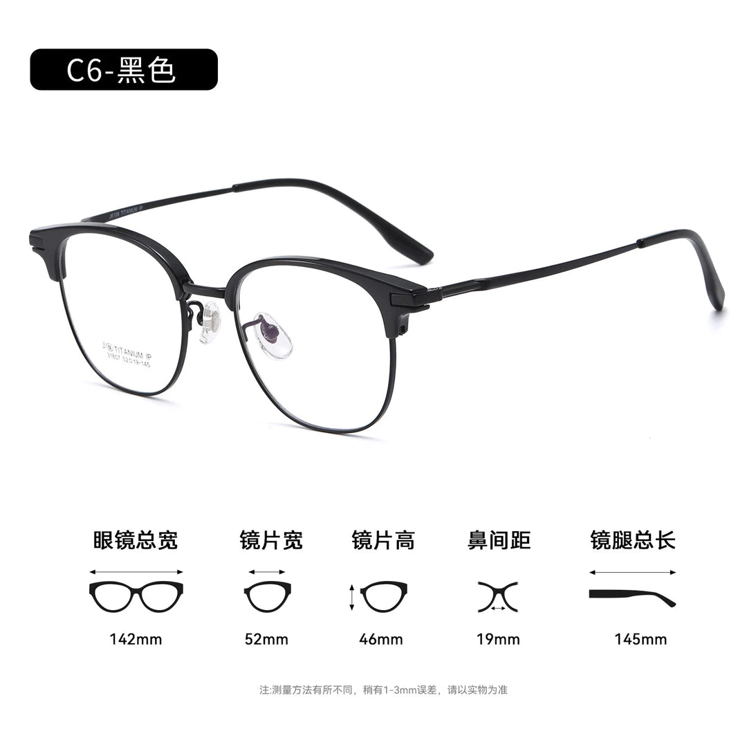 Bclear Unisex Full Rim Browline Titanium Eyeglasses SM-31807