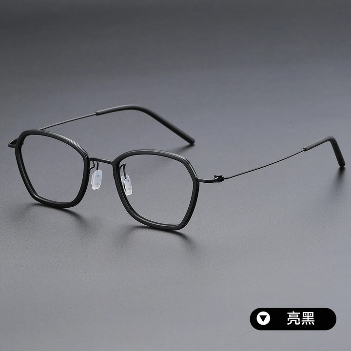 Bclear Unisex Full Rim Polygon Oval Acetate Titanium Eyeglasses 639851