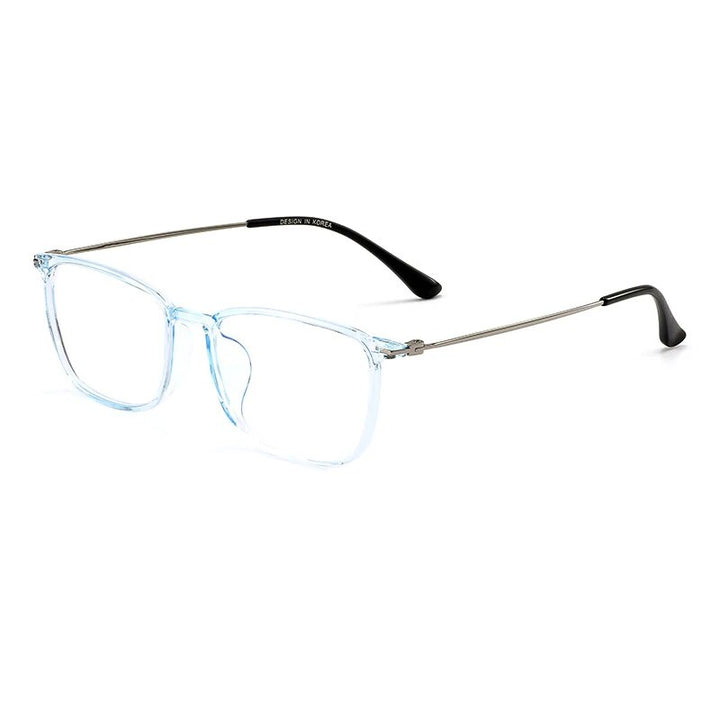 KatKani Unisex Full Rim Square Tr 90 Alloy Eyeglasses 1011 Full Rim KatKani Eyeglasses Transparent Blue  