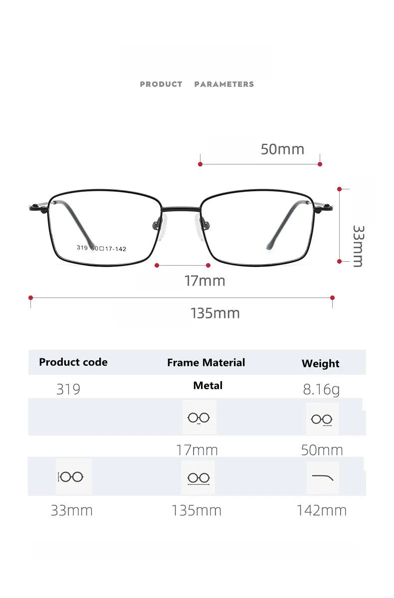 Kocolior Unisex Full Rim Square Alloy Hyperopic Reading Glasses 0319 Reading Glasses Kocolior   