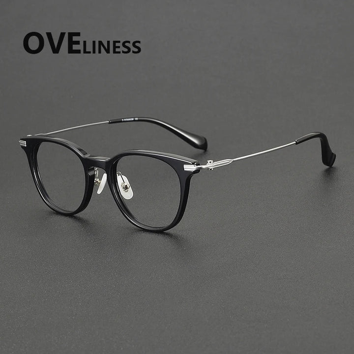 Oveliness Unisex Full Rim Oval Square Acetate Titanium Eyeglasses 90002