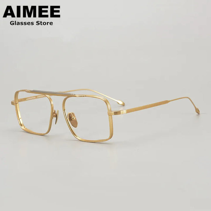 Aimee Unisex Full Rim Square Double Bridge Titanium Eyeglasses Full Rim Aimee   