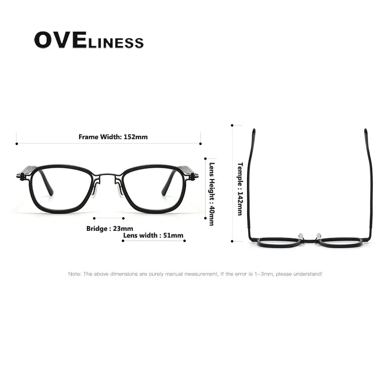 Oveliness Unisex Full Rim Big Square Acetate Titanium Eyeglasses 395861
