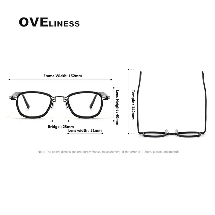 Oveliness Unisex Full Rim Big Square Acetate Titanium Eyeglasses 395861