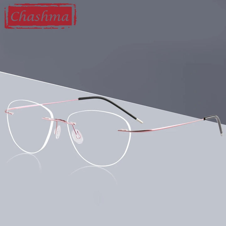 Chashma Women's Rimless Oval Cat Eye Titanium Eyeglasses 871003