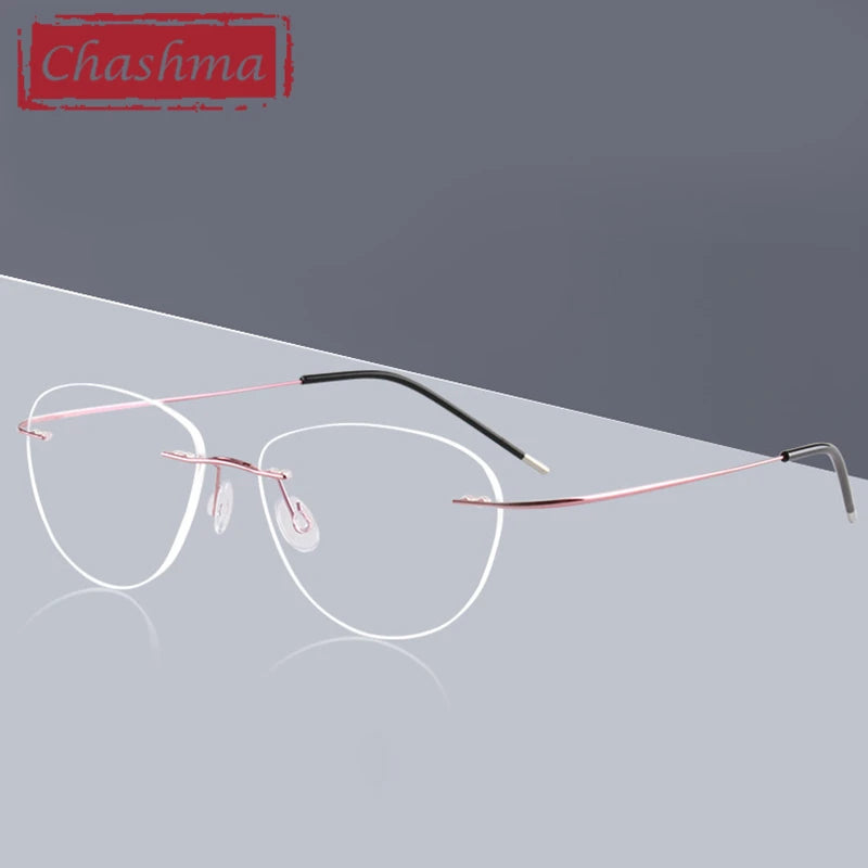 Chashma Women's Rimless Oval Cat Eye Titanium Eyeglasses 881003