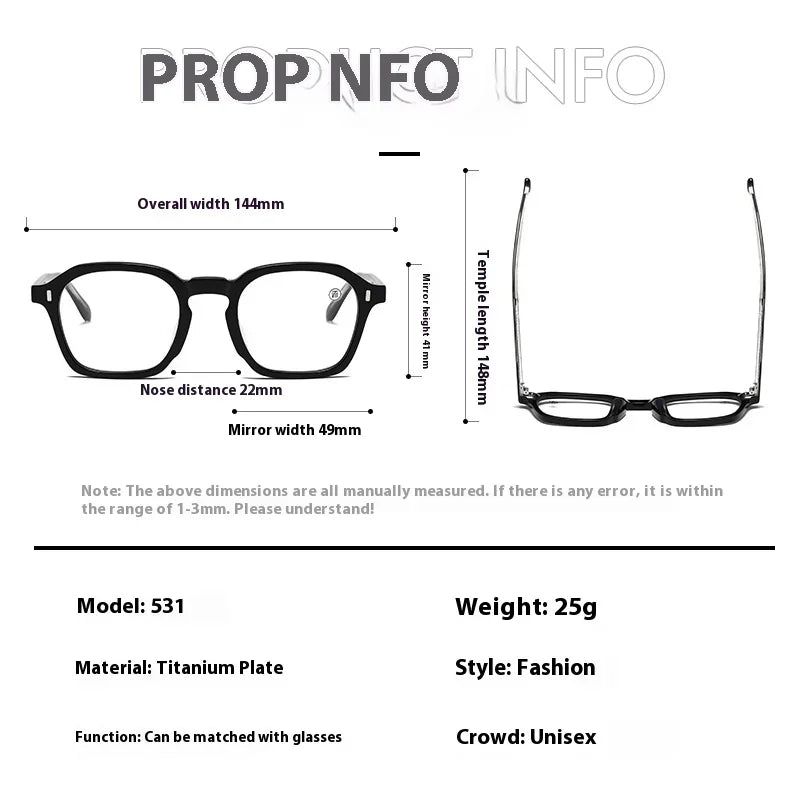 Aror Unisex Full Rim Polygon Square Acetate Eyeglasses 49531 Full Rim Aror