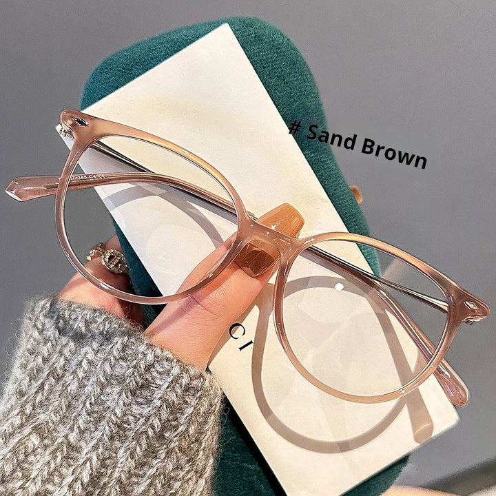 Momoja Women's Full Rim Oval Square Tr 90 Titanium Eyeglasses 783054