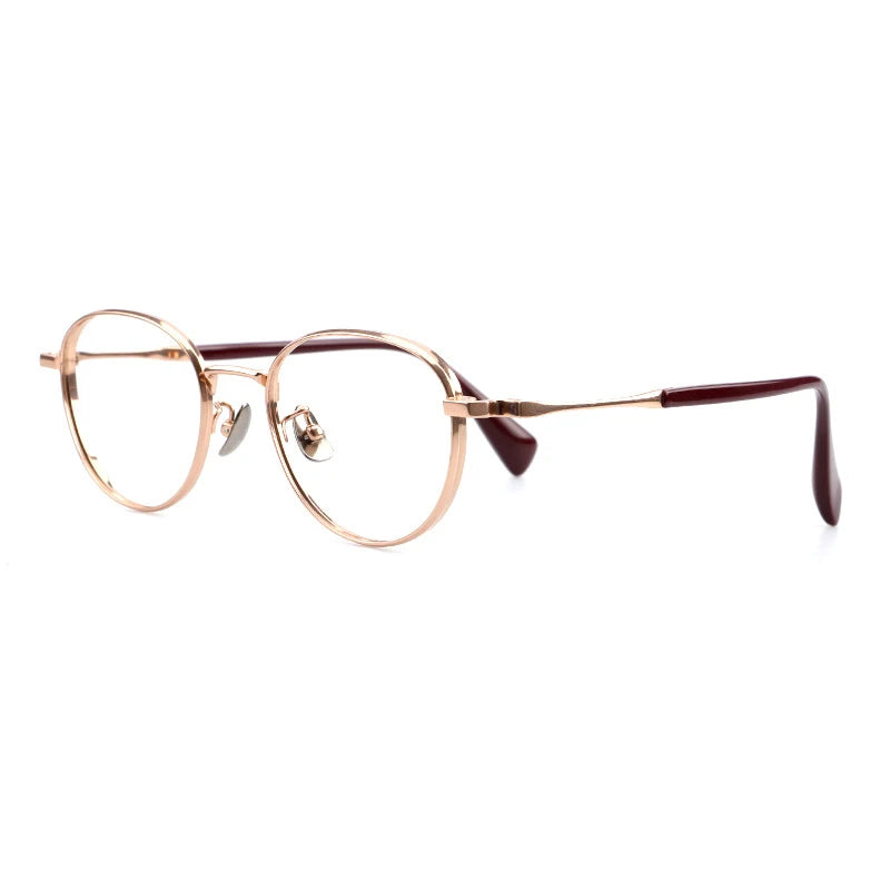 Muzz Women's Full Rim Oval Square Titanium Eyeglasses 13519 Full Rim Muzz Rose Gold  