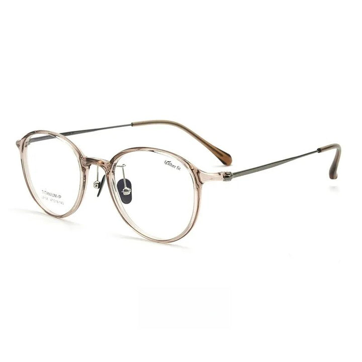 Yimaruili Unisex Full Rim Round Tr 90 Titanium Eyeglasses 7g L9108y Full Rim Yimaruili Eyeglasses Transparent Tea  