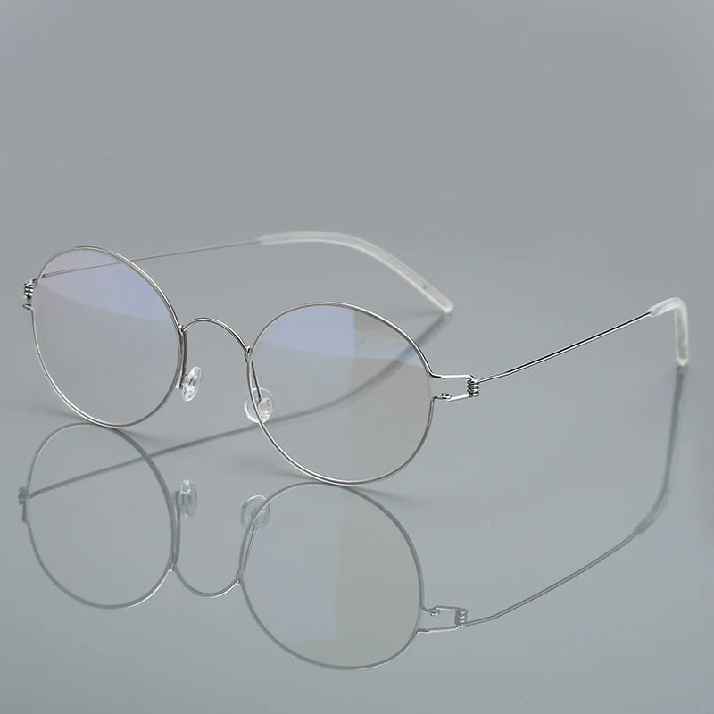 Black Mask Women's Full Rim Round Screwless Titanium Eyeglasses 76602