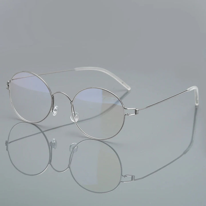 Black Mask Women's Full Rim Round Screwless Titanium Eyeglasses 76602