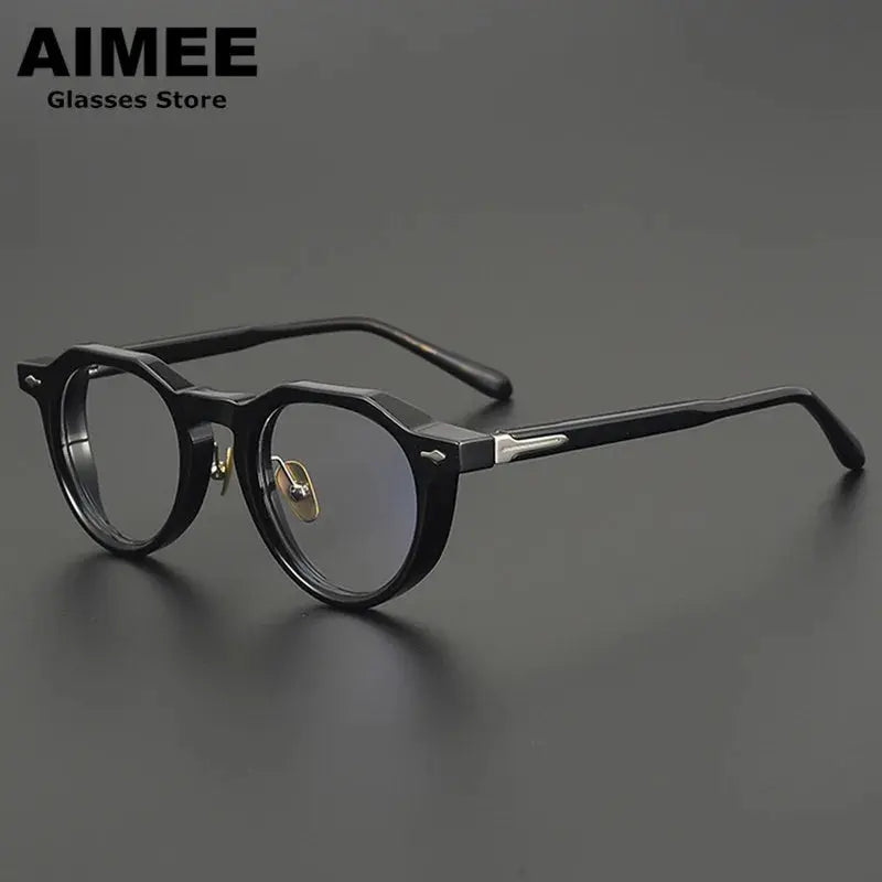 Aimee Unisex Full Rim Flat Top Round Acetate Eyeglasses 471861 FuzWeb