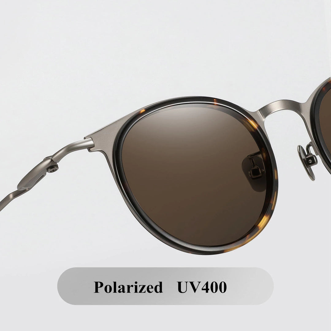 Black Mask Men Full Rim Round Titanium Polarized Sunglasses BM-0056