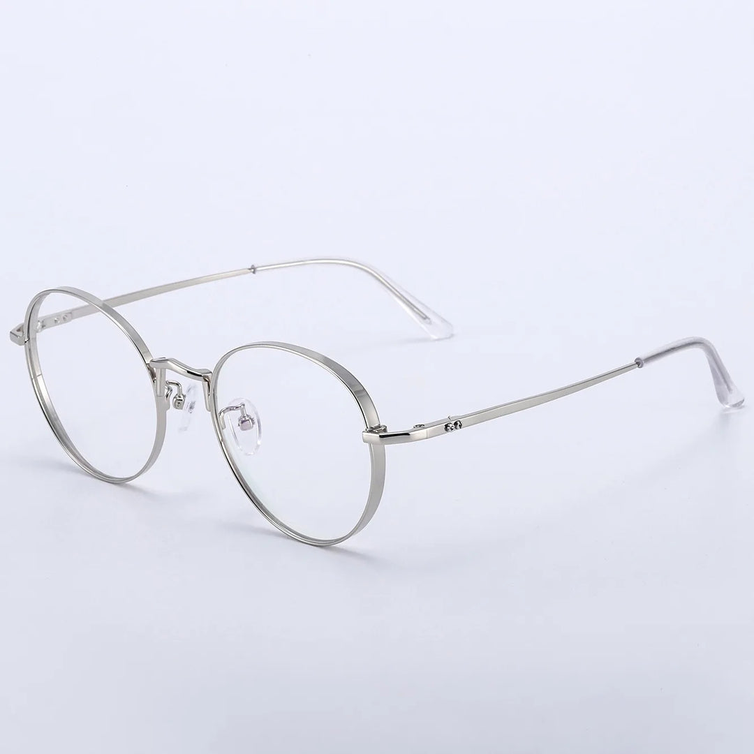 Yimaruili Unisex Full Rim Round Titanium Eyeglasses Y30001 Full Rim Yimaruili Eyeglasses Silver  