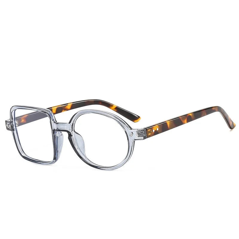 Cubojue Unisex Full Rim Square Round Tr 90 Titanium Reading Glasses 822007 Reading Glasses Cubojue grey leopard +275