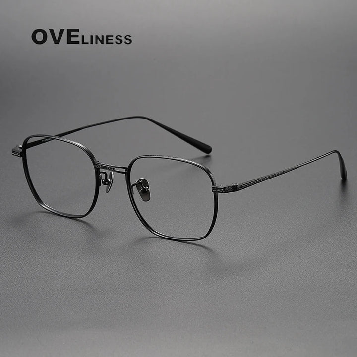 Oveliness Women's Full Rim Polygon Square Titanium Eyeglasses 1518 Full Rim Oveliness black  