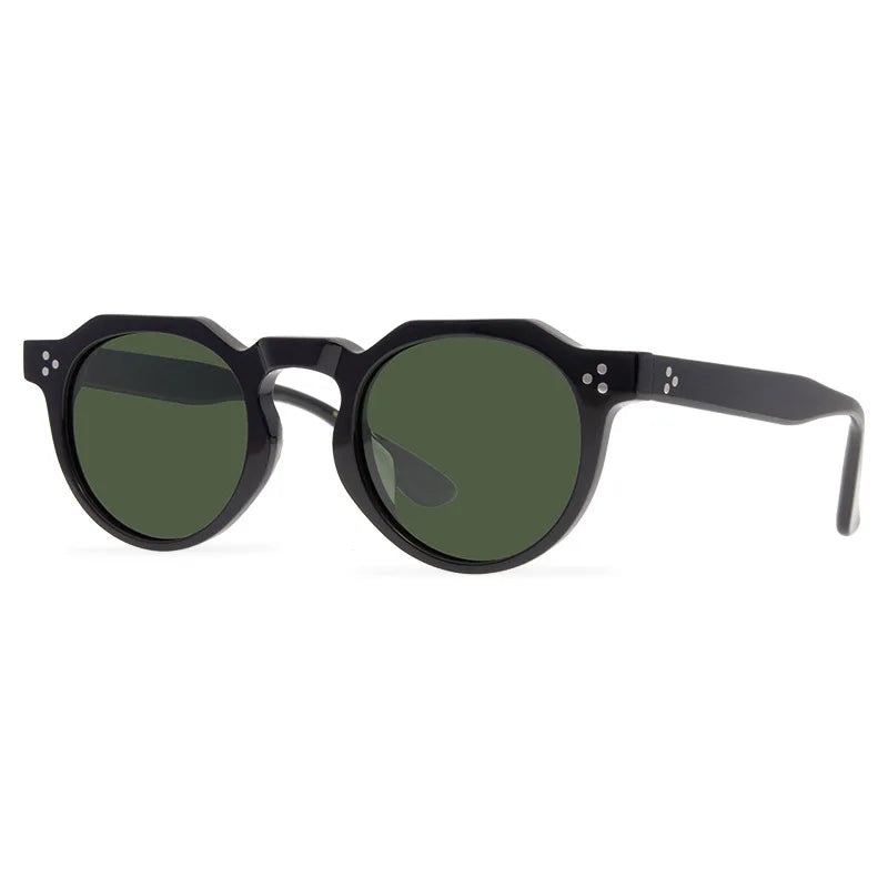 Black Mask Unisex Full Rim Flat Top Round Acetate Polarized Sunglasses 9532s Sunglasses Black Mask Black As Shown 