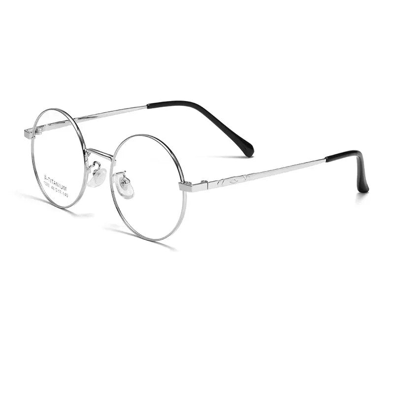 Yimaruili Unisex Full Rim Small Round Alloy Eyeglasses 1023th Full Rim Yimaruili Eyeglasses Silver  