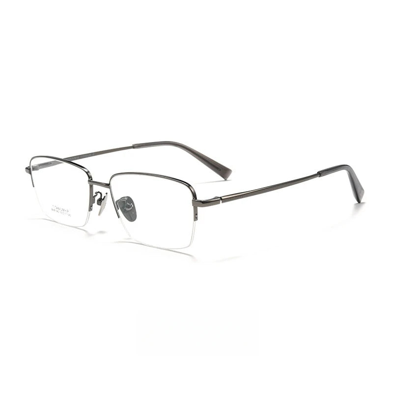 Yimaruili Men's Semi Rim Square Titanium Eyeglasses 81042 Semi Rim Yimaruili Eyeglasses Gun