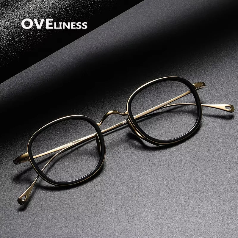 Oveliness Women's Full Rim Square Oval Titanium Acetate Eyeglasses 7309 Full Rim Oveliness   