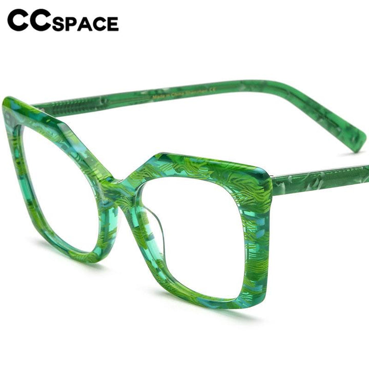 CCSpace Unisex Full Rim Large Cat Eye Acetate Eyeglasses 56581 Full Rim CCspace   