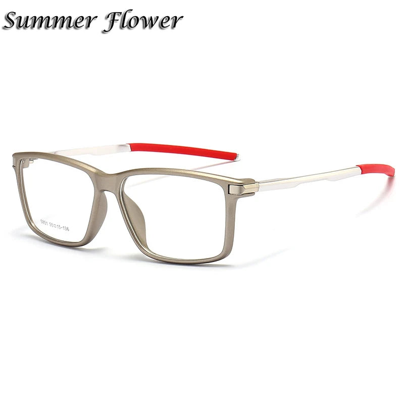 Summer Flower Unisex Full Rim Square Tr 90 Aluminum Eyeglasses 58514