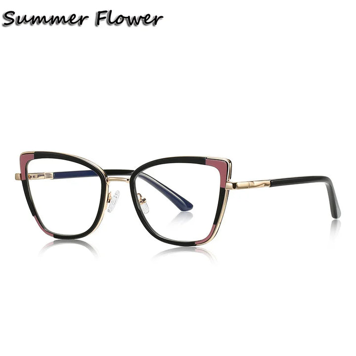 Summer Flower Women's Full Rim Cat Eye Tr 90 Alloy Eyeglasses 31337