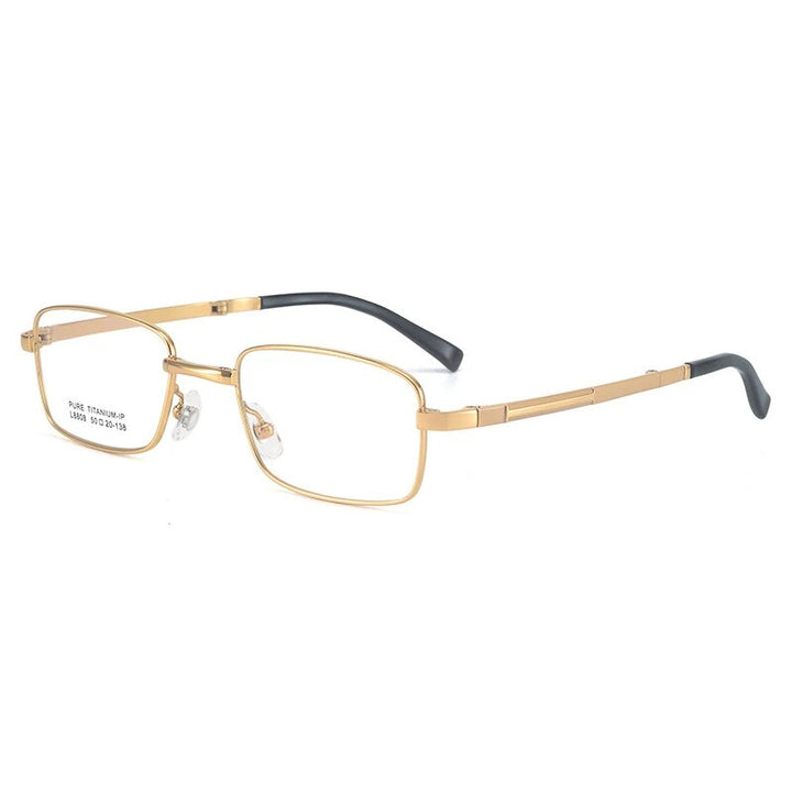 Bclear Men's Full Rim Foldable Square Titanium Eyeglasses Lb8808 Full Rim Bclear Gold  
