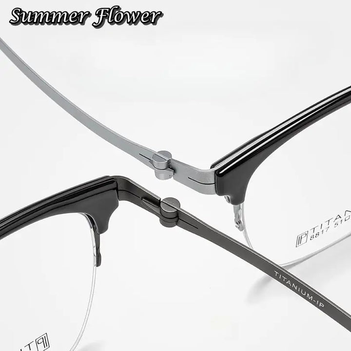 Summer Flower Women's Full Rim Square Tr 90 Titanium Eyeglasses 618817