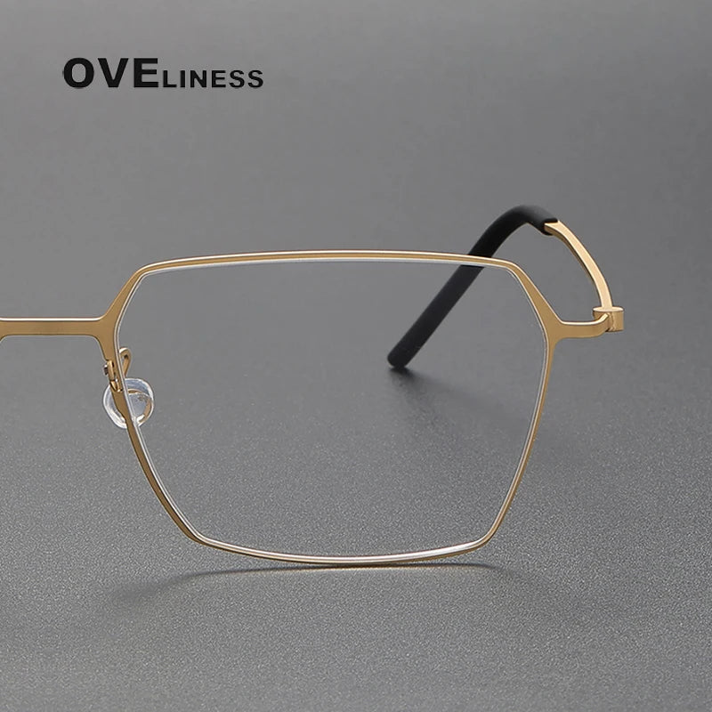 Oveliness Unisex Full Rim Flat Top Square Titanium Eyeglasses O5514 Full Rim Oveliness   