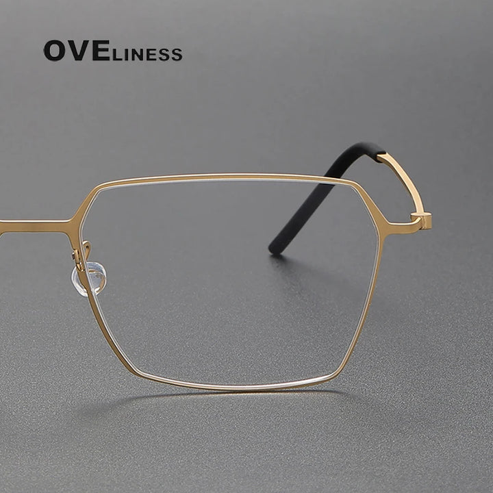 Oveliness Unisex Full Rim Flat Top Square Titanium Eyeglasses O5514 Full Rim Oveliness   