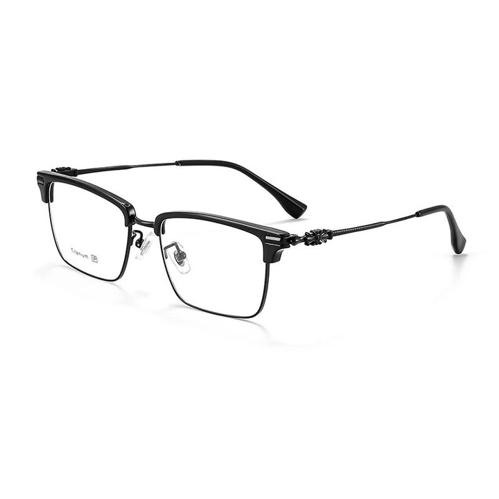 KatKani Unisex Full Rim Square Titanium Eyeglasses 8931 Full Rim KatKani Eyeglasses Black  